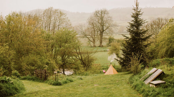 Tipis at Ponty campsite in Welshpool, Powys
